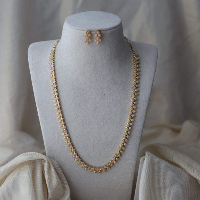 Heritage gold plated white stone mango long necklace HL732