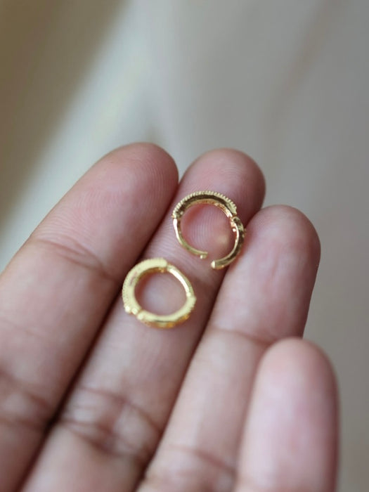 Heritage gold plated ruby white stone hoop earrings HD6874