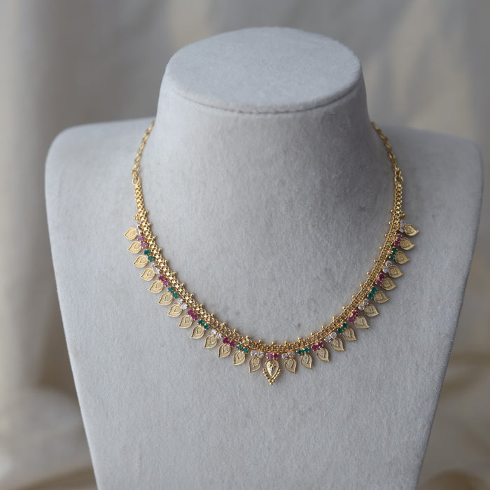 Heritage gold plated multi stone mango short necklace H1456