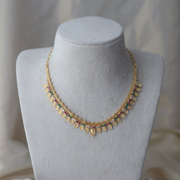 Heritage gold plated multi stone mango short necklace H1456