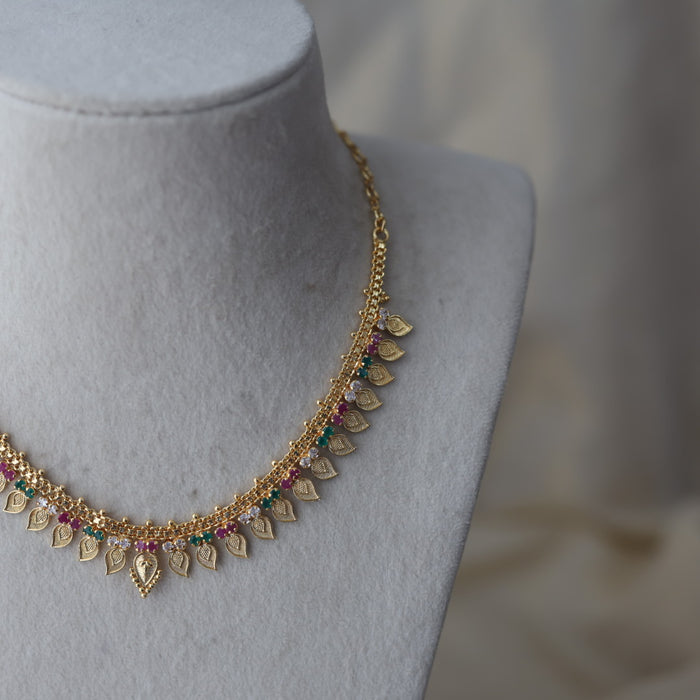 Heritage gold plated multi stone mango short necklace H1456