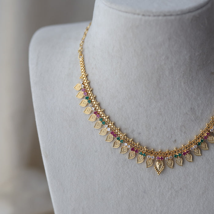 Heritage gold plated multi stone mango short necklace H1456