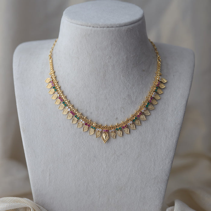 Heritage gold plated multi stone mango short necklace H1456
