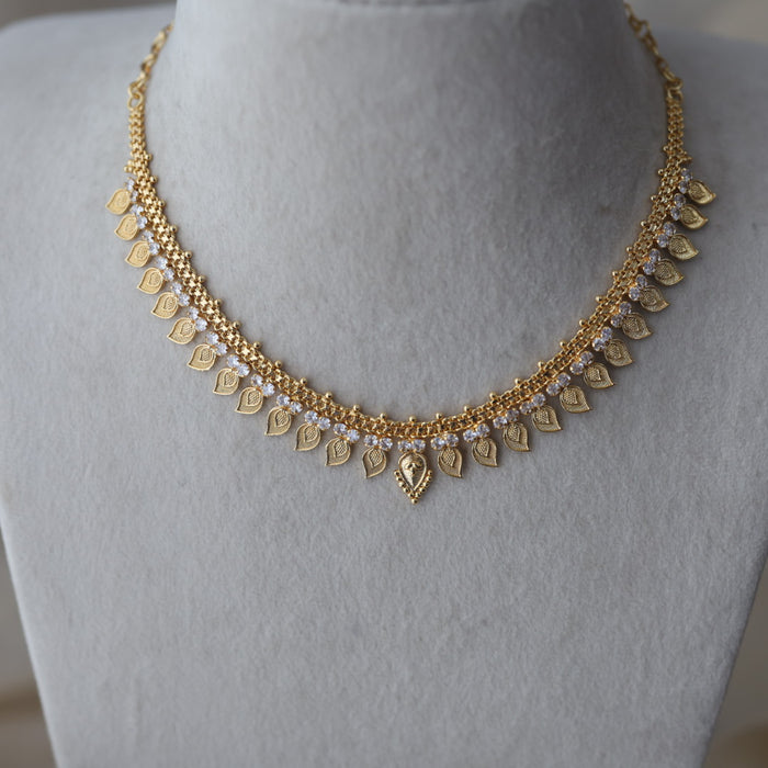 Heritage gold plated white stone mango short necklace H1457