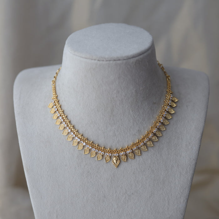 Heritage gold plated white stone mango short necklace H1457
