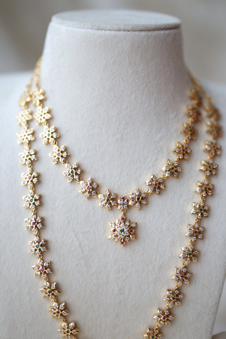 Heritage gold plated short and long padakam necklace set with earrings  HPS9801