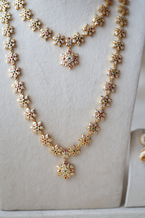 Heritage gold plated short and long padakam necklace set with earrings  HPS9801