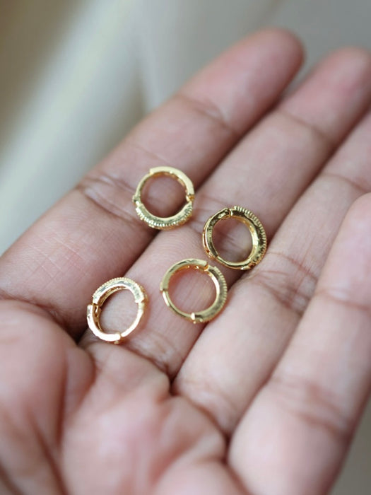 Heritage gold plated white stone hoop earrings HD54