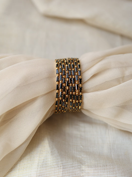 Heritage gold plated black stone bangle (1 set  of 4 bangles) HB235