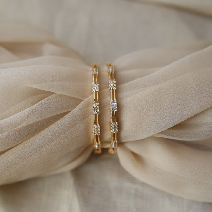 Heritage gold plated white stone bangle (1 set  of 2 bangles) HB231