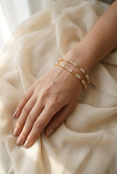 Heritage gold plated white stone bangle (1 set  of 2 bangles) HB231