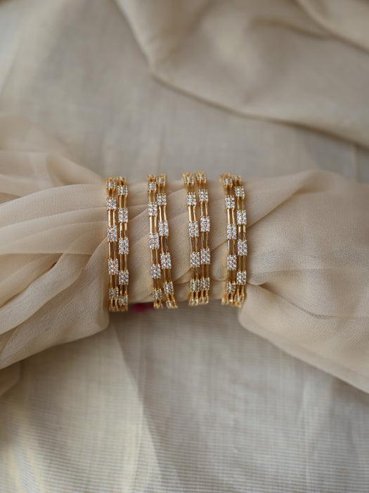 Heritage gold plated white stone bangle (1 set  of 2 bangles) HB231