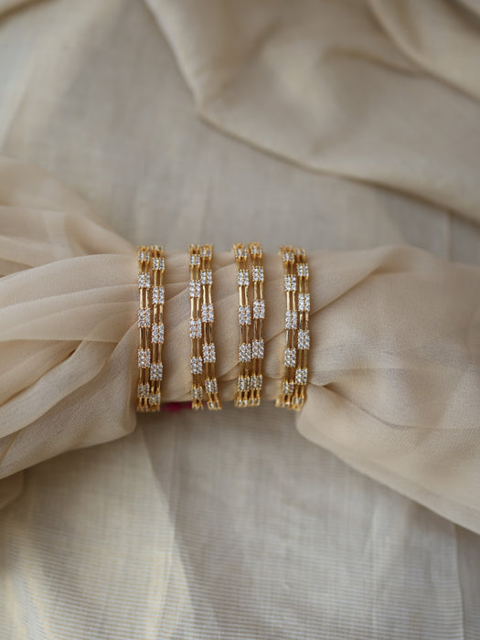 Heritage gold plated white stone bangle (1 set  of 2 bangles) HB231