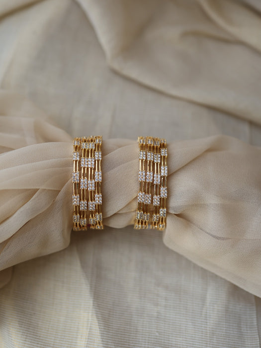 Heritage gold plated white stone bangle (1 set  of 2 bangles) HB231