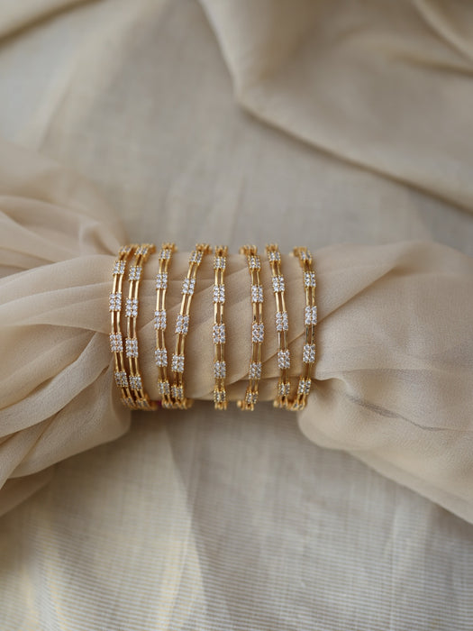 Heritage gold plated white stone bangle (1 set  of 2 bangles) HB231