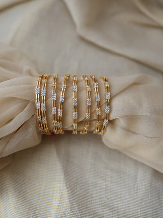 Heritage gold plated white stone bangle (1 set  of 2 bangles) HB231