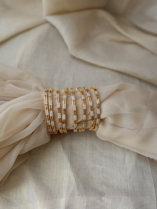 Heritage gold plated white stone bangle (1 set  of 2 bangles) HB231