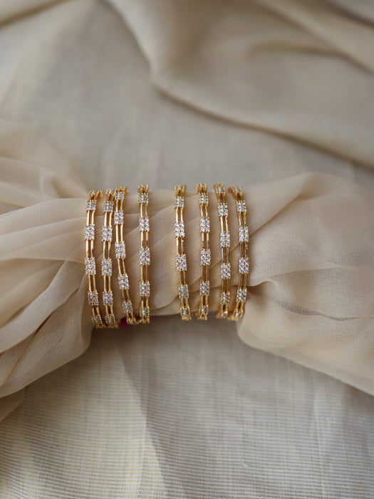 Heritage gold plated white stone bangle (1 set  of 2 bangles) HB231