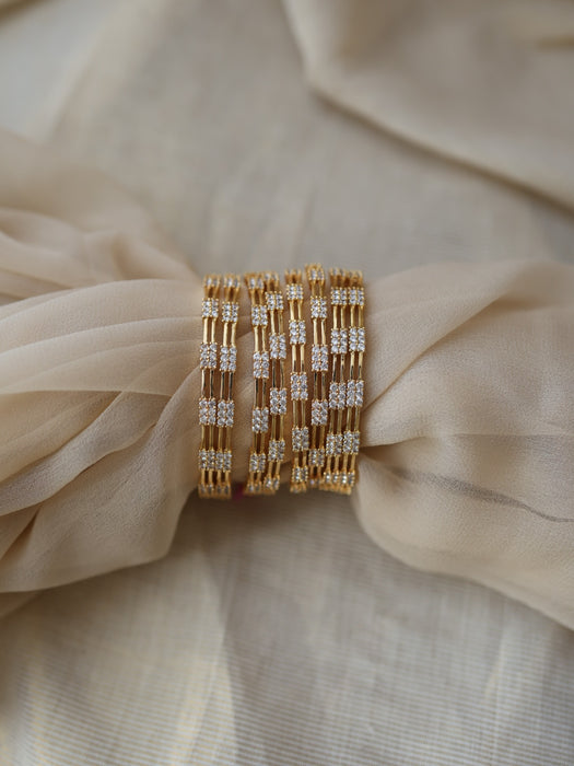 Heritage gold plated white stone bangle (1 set  of 2 bangles) HB231