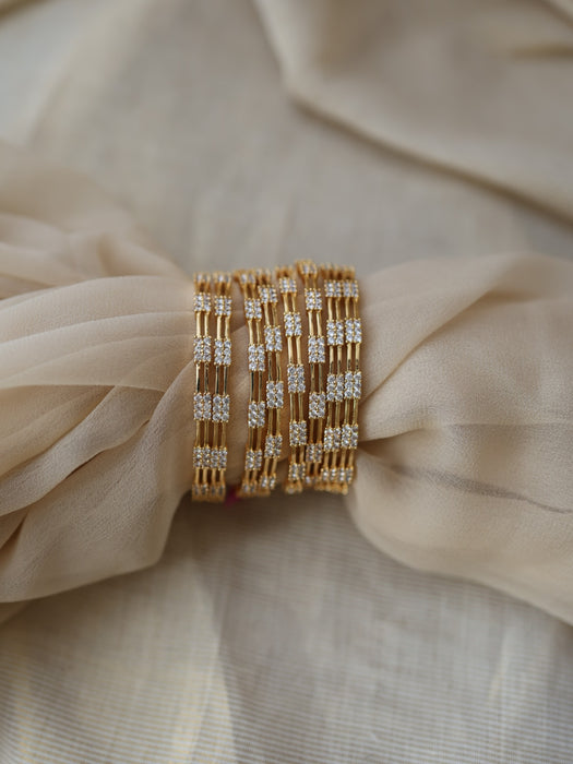 Heritage gold plated white stone bangle (1 set  of 2 bangles) HB231
