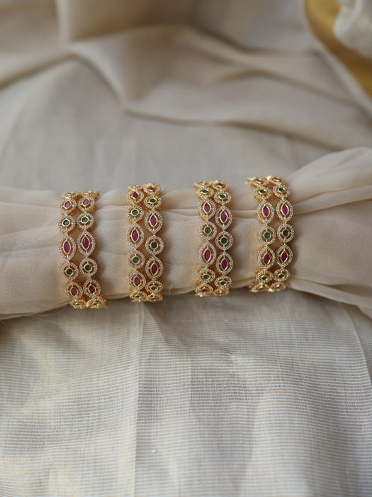 Heritage gold plated multi stone bangle (1 set  of 2 bangles) HB225