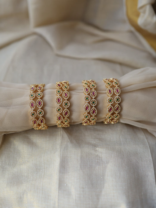 Heritage gold plated multi stone bangle (1 set  of 2 bangles) HB225