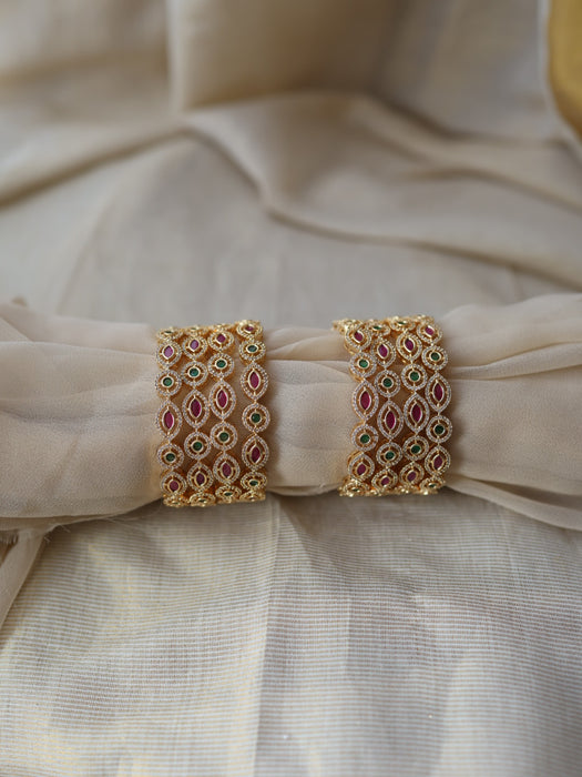 Heritage gold plated multi stone bangle (1 set  of 2 bangles) HB225