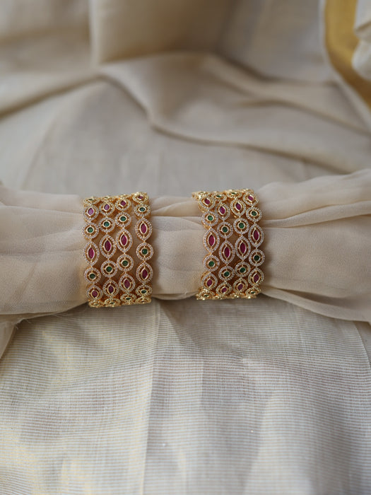Heritage gold plated multi stone bangle (1 set  of 2 bangles) HB225