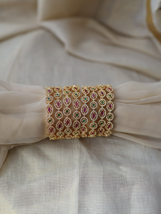 Heritage gold plated multi stone bangle (1 set  of 2 bangles) HB225