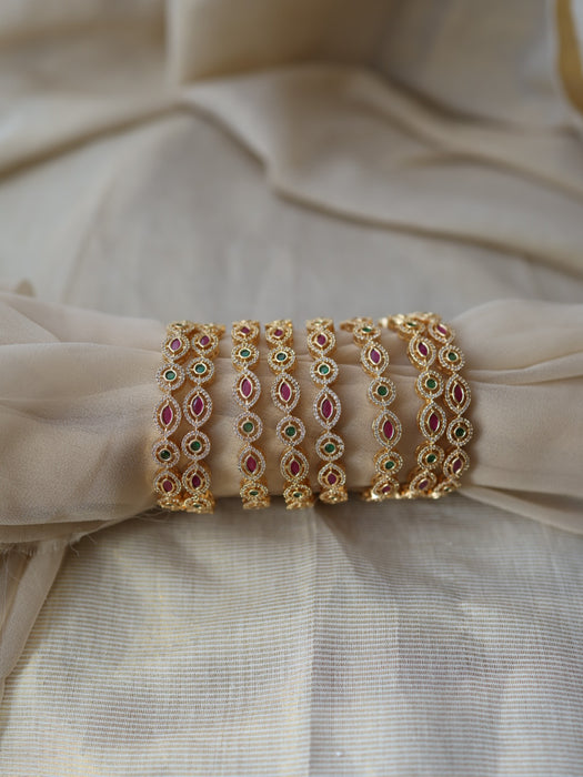 Heritage gold plated multi stone bangle (1 set  of 2 bangles) HB225