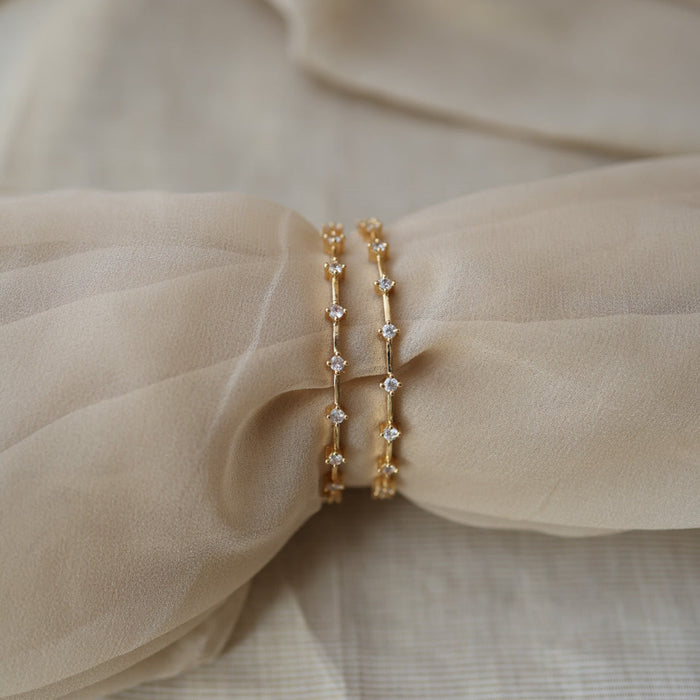 Heritage gold plated white stone bangle (1 set  of 2 bangles) HB230