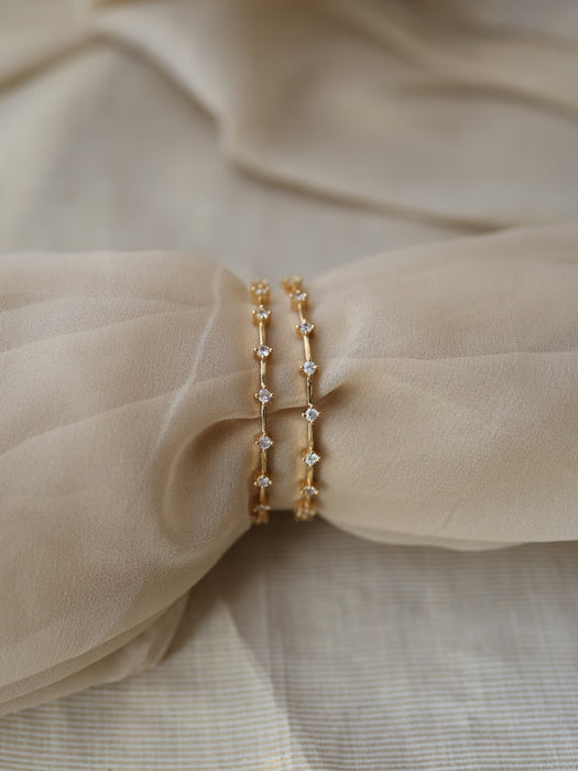 Heritage gold plated white stone bangle (1 set  of 2 bangles) HB230