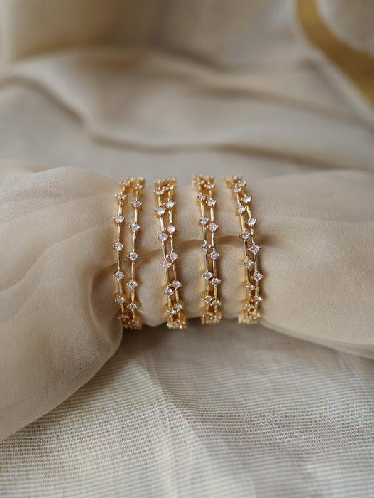 Heritage gold plated white stone bangle (1 set  of 2 bangles) HB230