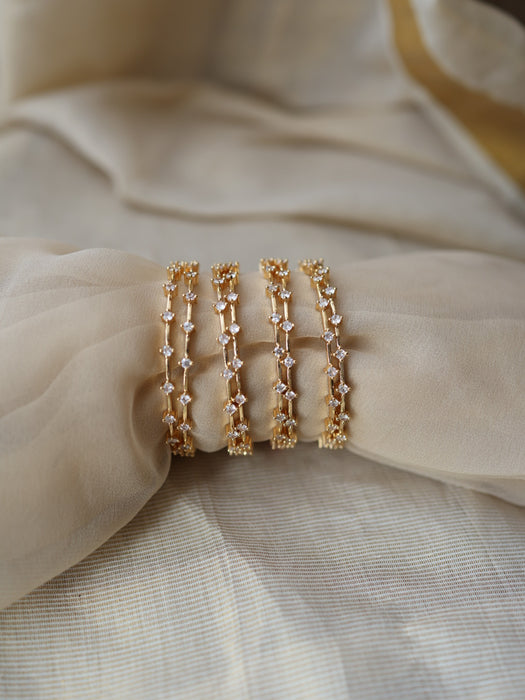 Heritage gold plated white stone bangle (1 set  of 2 bangles) HB230