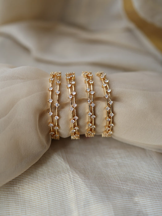 Heritage gold plated white stone bangle (1 set  of 2 bangles) HB230