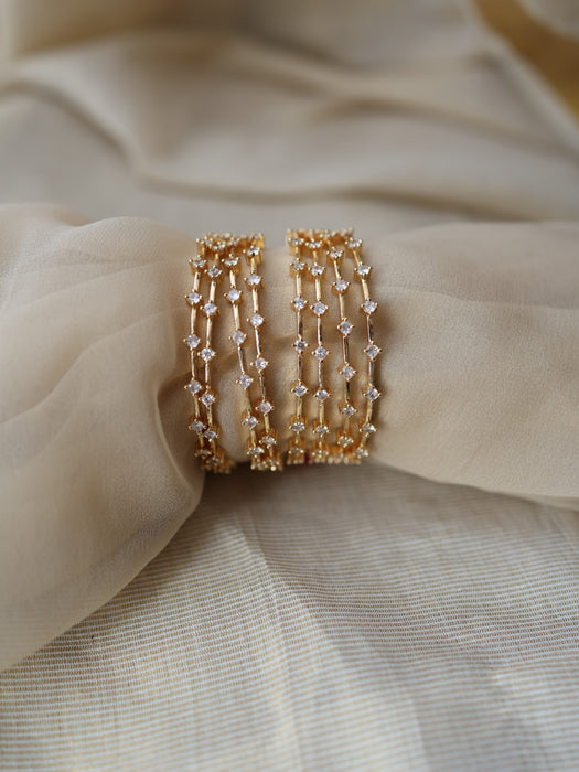 Heritage gold plated white stone bangle (1 set  of 2 bangles) HB230