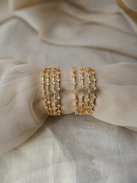 Heritage gold plated white stone bangle (1 set  of 2 bangles) HB230