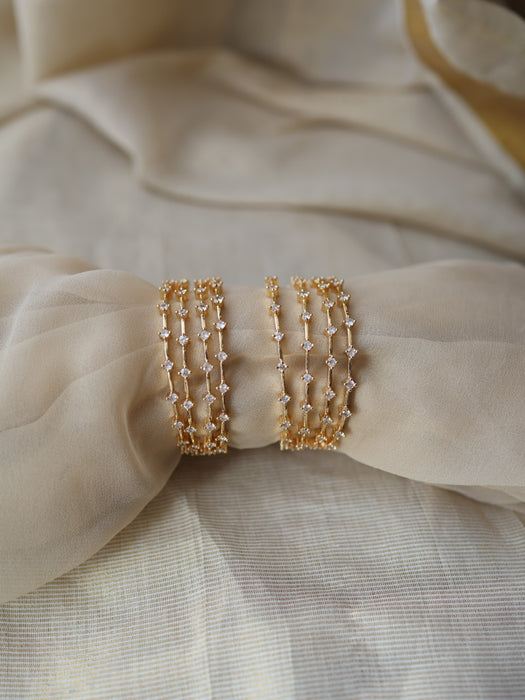 Heritage gold plated white stone bangle (1 set  of 2 bangles) HB230
