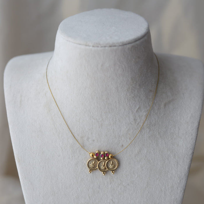 Antique coin design invisible short necklace IN4122