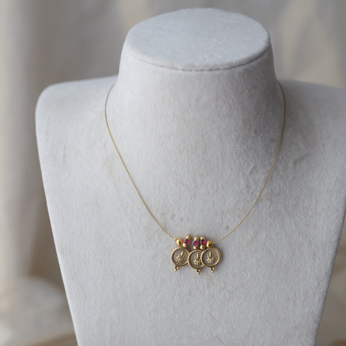 Antique coin design invisible short necklace IN4122