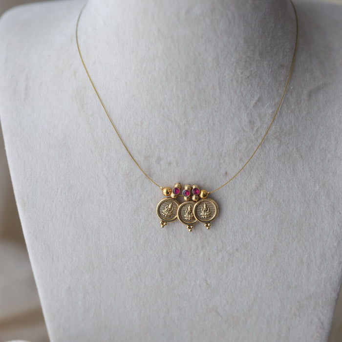 Antique coin design invisible short necklace IN4122