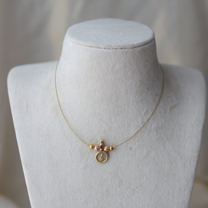 Antique coin design invisible short necklace IN4121