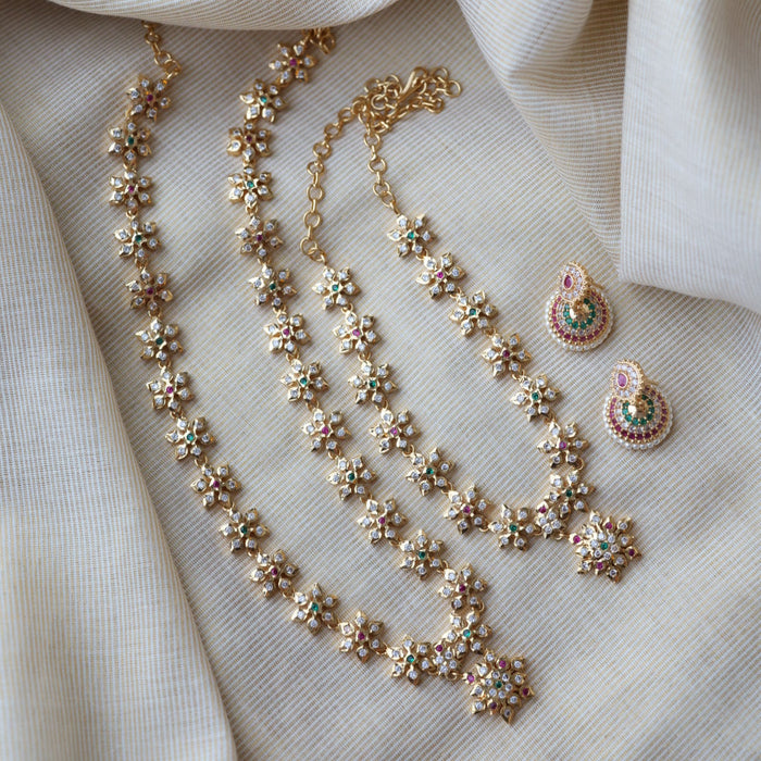 Heritage gold plated short and long padakam necklace set with earrings  HPS9801