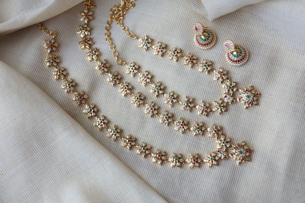 Heritage gold plated short and long padakam necklace set with earrings  HPS9801