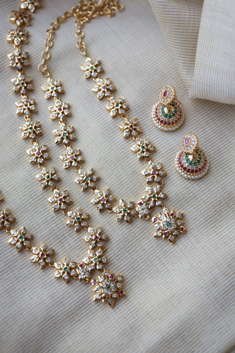 Heritage gold plated short and long padakam necklace set with earrings  HPS9801