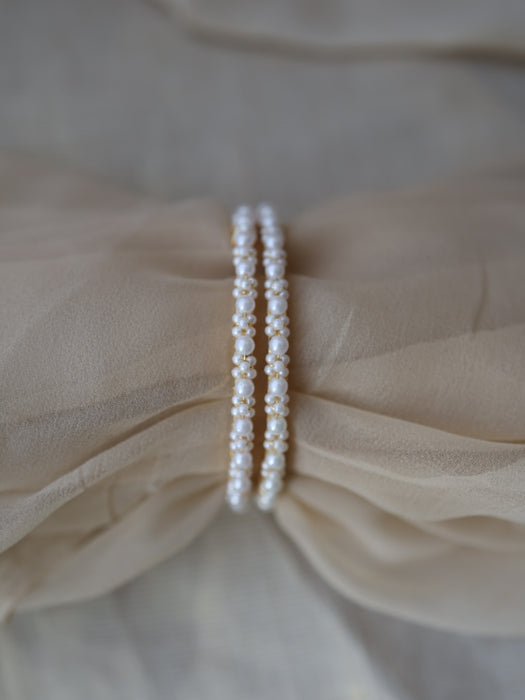 Heritage gold plated pearl bangle (1 set  of 2 bangles) HB228