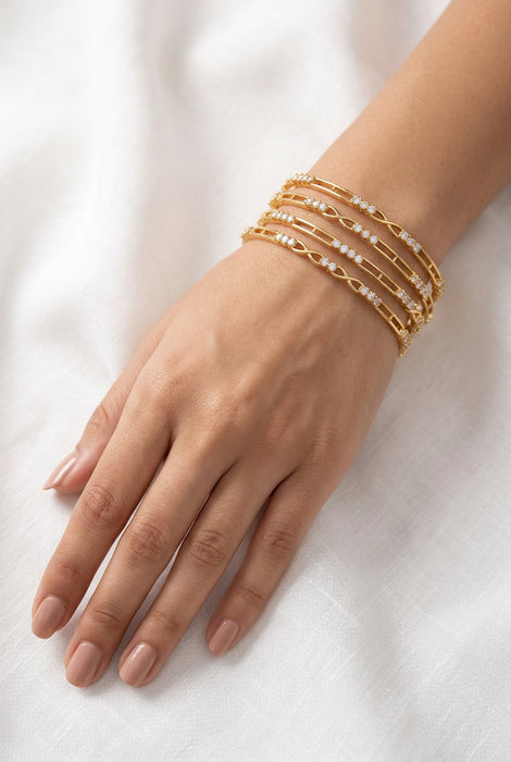 Heritage gold plated white stone bangle (1 set  of 4 bangles) HB221