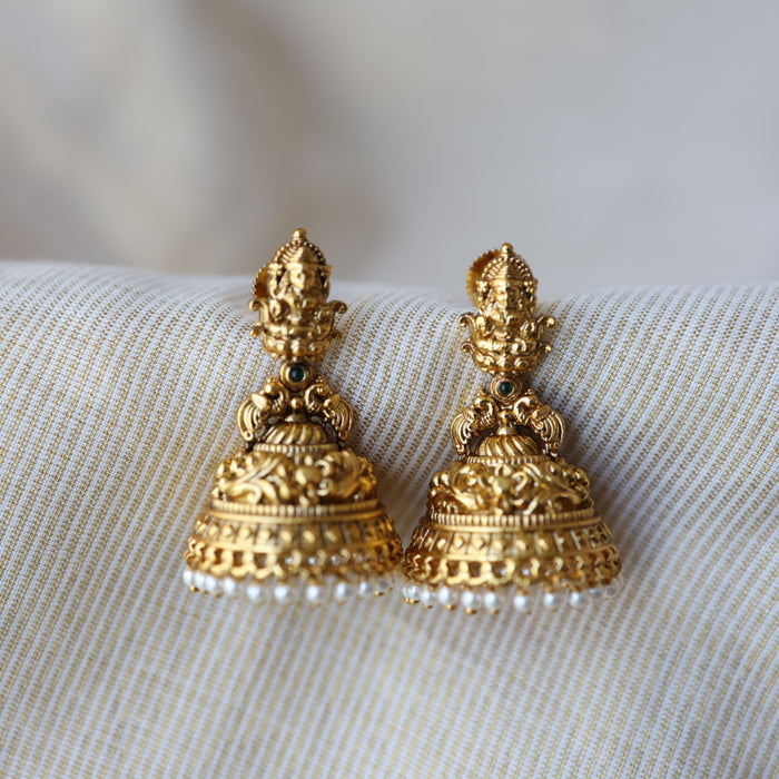 Antique temple design jumka earrings AJJ012