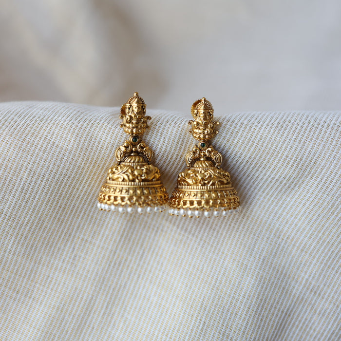 Antique temple design jumka earrings AJJ012