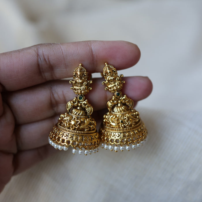 Antique temple design jumka earrings AJJ012